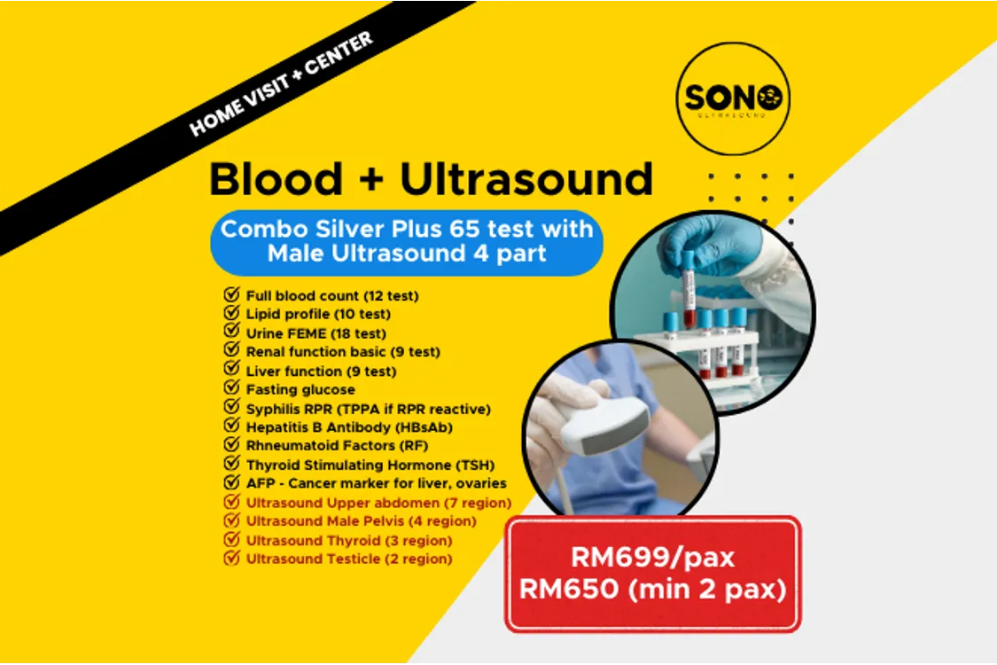 Men's Health Combo: Silver Plus 65 Blood Test + 4-Part Ultrasound Scan