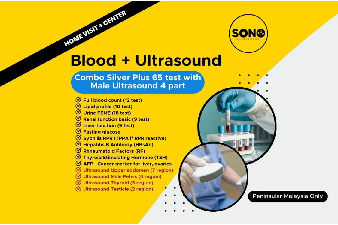 Men's Health Combo: Silver Plus 65 Blood Test + 4-Part Ultrasound Scan